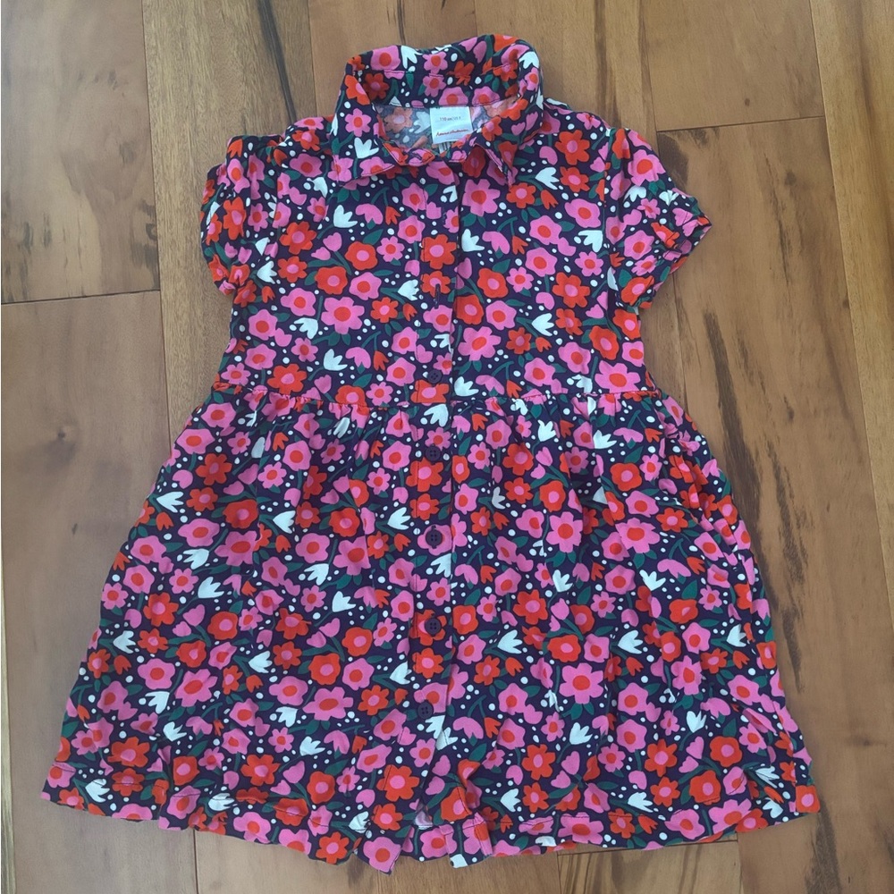 Floral Kids Dress - Red and Pink